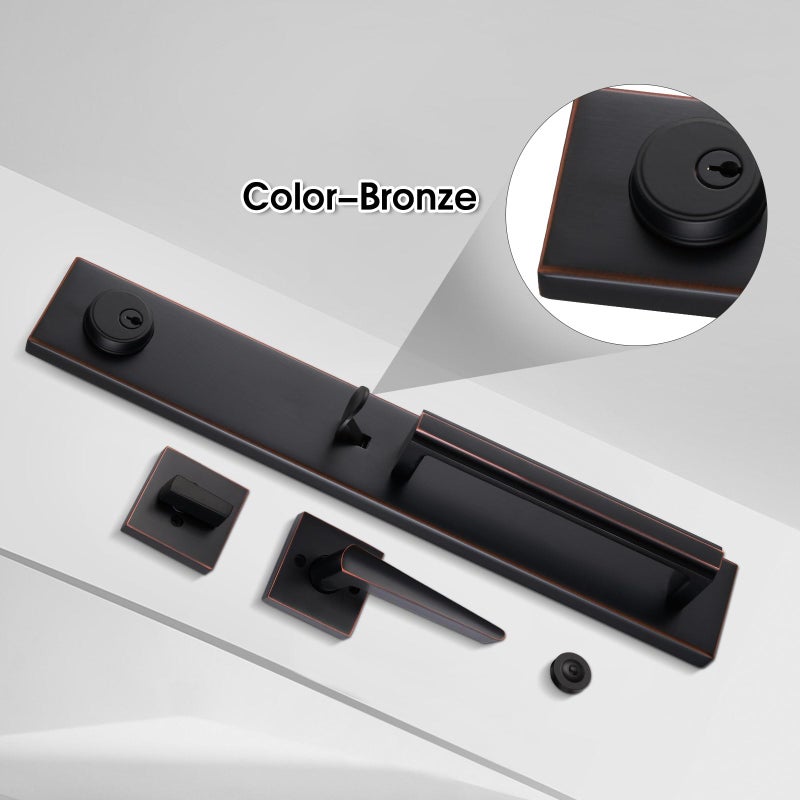 TMC Front Door Handleset HandleSet with Knob Door Handle for Entrance Reversible for Right and Left Handed and a Single Cylinder Deadbolt Handle Set Oil Rubbed Bronze Finish MDHST201610B-AMZ - Image 3